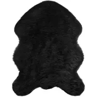 vidaXL Kunstschaffell Teppich Tafalla Schwarz 80 x 120 cm Polyester