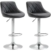 CLP 2er Set Barhocker Lazio Kunstleder höhenverstellbar und 360 Grad drehbar | Farbe schwarz
