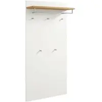 Voss Garderobenpaneel SALEA 80 x 170 cm Lack weiß/Eiche furniert - Inkl. Hutablage - 5 Haken - 1 Kleiderstange