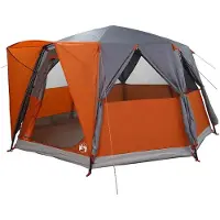 vidaXL Zelt für 6 Personen mit Dach Grau und Orange 425 x 396 x 222 cm