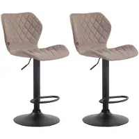 CLP 2er Set Barhocker Cork Stoff drehbar mit Höhenverstellung taupe Gestell Farbe schwarz