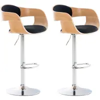 CLP 2er Set Barhocker Kingston Stoff drehbar mit Höhenverstellung natur/schwarz