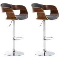 CLP 2er Set Barhocker Kingston Stoff drehbar mit Höhenverstellung walnuss/dunkelgrau