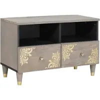 vidaXL TV-Schränk mit Schubladen Grau 70 x 33 x 46 cm Massivholz Mango