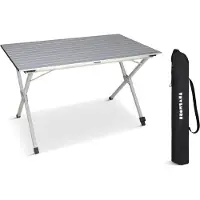 TRVLMORE Campingtisch - 120x70x70cm - Leichtgewicht mit Aluminiumrahmen - Klapptisch verstellbar - Campingtisch - Klapptisch - Schwarz