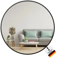 Albatros Spiegel rund schwarz mit Metallrand, 60cm Durchmesser, für Wohnzimmer, Badezimmer, Flur, Schlafzimmer, groß, Wand