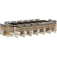 vidaXL 17-tlg. Garten-Essgruppe mit Kissen Beigemischung Poly Rattan