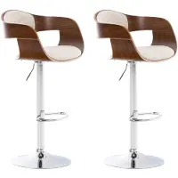 CLP 2er Set Barhocker Kingston Stoff drehbar mit Höhenverstellung walnuss/creme