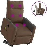 vidaXL Massagesessel mit Aufstehhilfe Braun Stoff