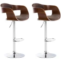 CLP 2er Set Barhocker Kingston Stoff drehbar mit Höhenverstellung | Farbe walnuss/braun