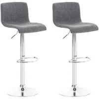 CLP 2er Set Barhocker Hover Stoff höhenverstellbar und drehbar | Farbe hellgrau Gestell Farbe chrom
