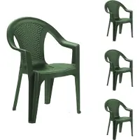 Mojawo 4x Stapelstuhl Gartenstuhl Outdoorstuhl Kunststoff Rattan-Optik Grün