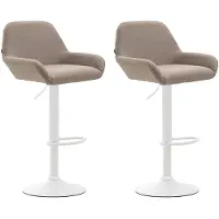 CLP 2er Set Barhocker Braga Stoff drehbar und höhenverstellbar taupe Gestell Farbe weiß