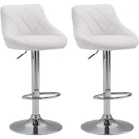 CLP 2er Set Barhocker Lazio Kunstleder höhenverstellbar und 360 Grad drehbar | Farbe weiß