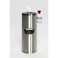 Proregal Desinfektionsstation für Papiertücher | 32 Liter, HxBxT 90x46x35cm | Edelstahl | Silber | Mülleimer Tuchspender