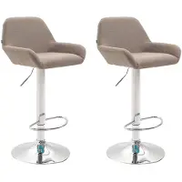 CLP 2er Set Barhocker Braga Stoff drehbar und höhenverstellbar taupe Gestell Farbe chrom