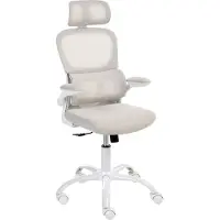 Beliani Bürostuhl Beige Netzstoff Drehbar Höhenverstellbar mit Kopfstütze Wippfunktion Arretierbar Verstellbare Gepolsterte Armlehnen Modern Drehstuhl