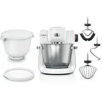 Bosch Küchenmaschine "Serie 6 MUMS6EW18, für schwere und große Teigmengen, made in EU" 2 XL-Schüsseln (Edelstahl, Kunststoff), Patisserie-Set, weiß