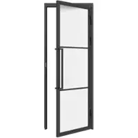 Inova Loft Glastür 830 x 2115 mm, DIN Rechts, satiniertes Glas, Stahlrahmen schwarz, Komplettset inkl. Zarge und Griffstange