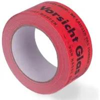 KK Verpackungen 1 Rolle Papier-Klebeband "Vorsicht Glas" nachhaltig Paketband Packband 50mm x 50m 135my braun / rot