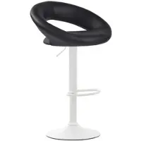 DELUKE Barhocker MEKIM - Kunstleder Schwarz 53x47x80 cm Weiß | Barstuhl Höhenverstellbar Mit Lehne Drehbar Tresenhocker Tresenstuhl Kneipenhocker