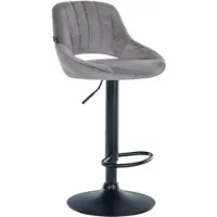 DELUKE Barhocker SEGAD Samt Dunkelgrau 47x48x85cm Schwarz Barstuhl Mit Lehne Tresenhocker Tresenstuhl