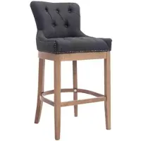 DELUKE Barhocker KAGAD Stoff Dunkelgrau 55x57x109cm Braun Barstuhl Mit Lehne Tresenhocker Tresenstuhl