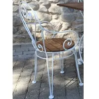 Casa Padrino Jugendstil Garten Stuhl Weiß / Dunkelbraun 40 x 40 x H. 92 cm - Nostalgischer Gartenstuhl mit Armlehnen - Nostalgische Jugendstil Schmiedeeisen Garten & Terrassen Möbel