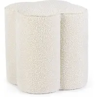 Bizzotto Pouf Cointa aus Boucle-Stoff, rundes Design, moderner Stil, cremeweiß natur, weich gepolstert