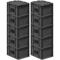 Proregal Supersparset 10x Eurobox Nextgen Portable HxBxT 23,5x30x40cm 20 Liter Schwarz Eurobehälter Transportbox Transportbehälter