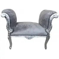 Casa Padrino Barock Schemel Hocker Grau / Silber - Sitzbank