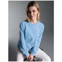 Trigema Sweatshirt "Dünnes Sweatshirt", Damen, Gr. XL, iceblau, melange, Sweatware, 50% Baumwolle, 50% Polyester, Basic, Rundhals, Sweatshirts Sweatshirt