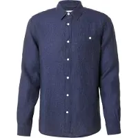 KnowledgeCotton Apparel Regular Linen Shirt Yarndyed Total Eclipse