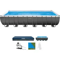 Intex , Frame Swimming Pool Set "Ultra Quadra XTR", anthrazit, 732 x 366 x 132 cm, Inkl. Sandfilteranlage