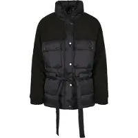 Urban Classics stylische Damen Jacke Reißverschluss Taschen 350 g/m² Schwarz