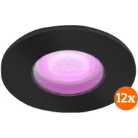 Philips Hue Xamento Badezimmer-Einbaustrahler White & Color - Schwarz - Rund 12er-Pack