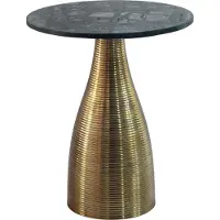 FineBuy Beistelltisch Alu Metall Couchtisch Wohnzimmertisch Dekotisch Marmor Platte Rund