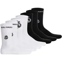 Real Madrid Unisex Socken, 7er Pack - Tennis Socks, Schriftzug-Logo, Baumwollmischung, einfarbig