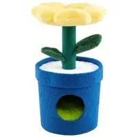 Costway Kratzbaum Klein, 72cm hoch, Katzenbaum mit Katzenhöhle, Blumen-Plattform, Kratzstamm & Blättern, Katzenkratzbaum Katzen Katzenmöbel Blau+Gelb