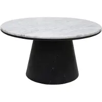 Vente-unique Couchtisch aus Marmor und Eichenfurnier - Schwarz - SADURA