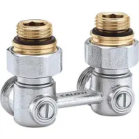 Caleffi Zweirohr Hahnblock Eck 1/2" AG x 3/4" AG