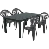 Mojawo Gartengarnitur Bistrogarnitur 5-tlg.138x80cm Farbe Anthrazit Holzoptik