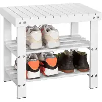 SoBuy Schuhregal aus Bambus Schuhbank mit 2 Jahren Garantie Sitzbank Breit 50cm weiß