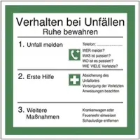 LimarLite Sicherheitsaushang »Verhalten bei Unfällen« 20 x 20 cm Folie (0,4 mm), 20x20 cm