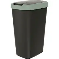 Prosperplast Abfallbehälter 45l mit Deckel KEDEN COMPACTA Q schwarz mit hellgrünem Rand