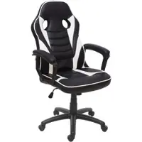 Proregal Bürostuhl HxBxT 119x63x64 cm Sitzhöhe 44cm Kunstleder Schwarz/Weiß Schreibtischstuhl Drehstuhl Racing-Chair Gaming-Chair