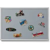 Tulup Magnettafel Wand-Magnettafel für Reisesouvenirs Farbe Grau 60x40 cm Blech Magnettafel für Sammlermagnete Silberner Rahmen