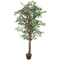 Lex Kunstpflanze Ficus Dekobaum Holz Zimmerpflanze Kunstbaum 1008 Blätter 160cm