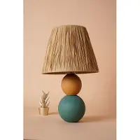 Opviq , Hochwertige Tischlampe im Boho-Rustik-Stil, Holzgehäuse, 20 cm Breite, 35 cm Höhe, E27 Fassung, max. 40 W | Elegantes Design für gemütliche Wohnräume.