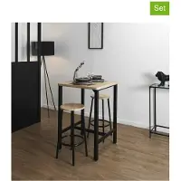 Home Deco Factory Esstisch mit 2 Loka Hockern -